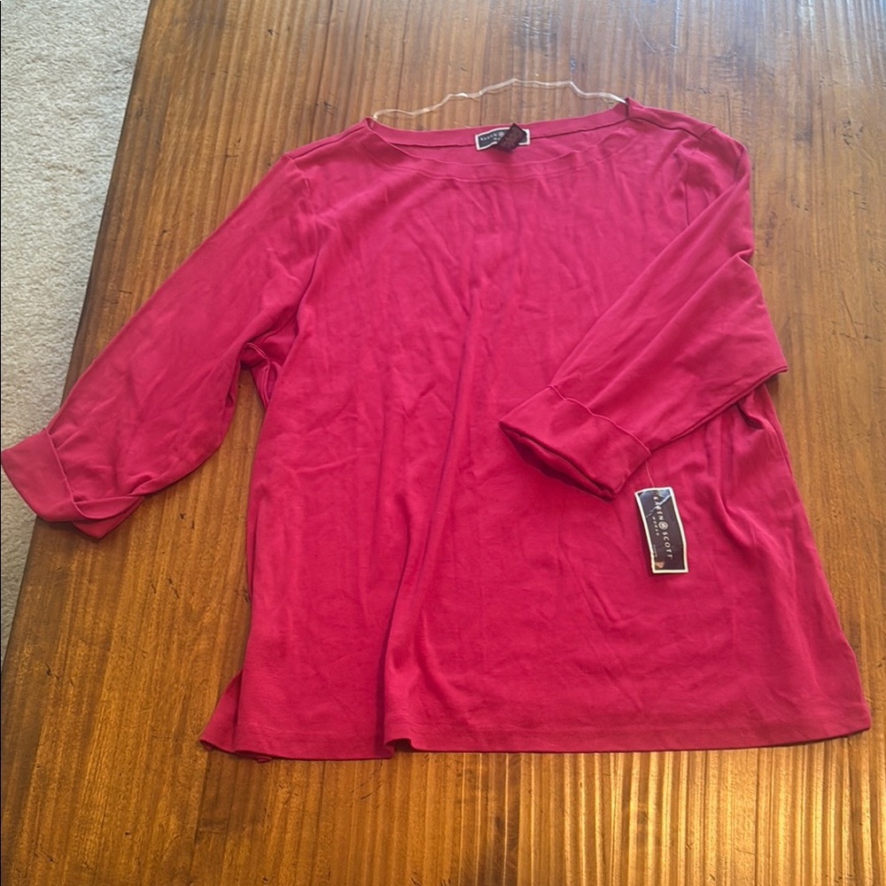 Kendra Scott Red Relaxed 3/4 Sleeve Blouse